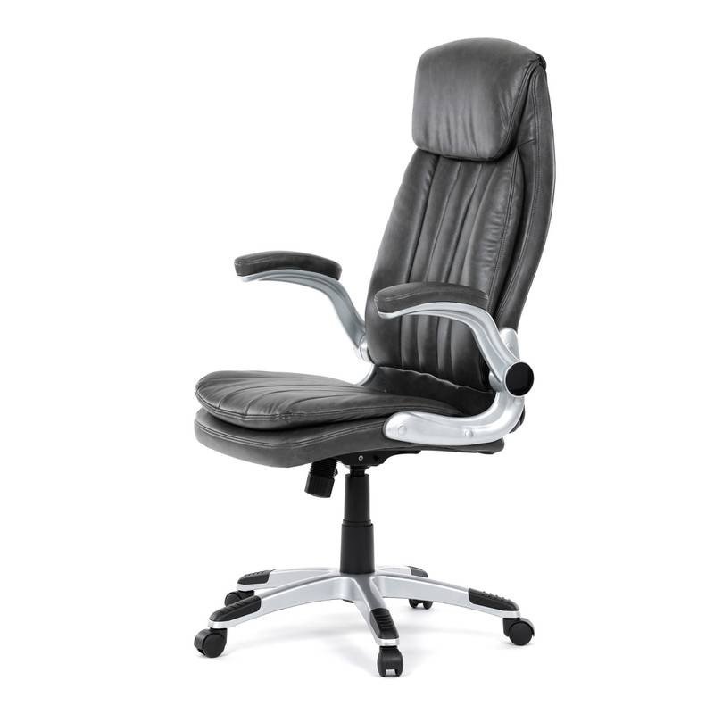 Autronic - Křeslo kancelářské, šedá ekokůže, houpací mechanismus - KA-F1218 GREY NOVINKA