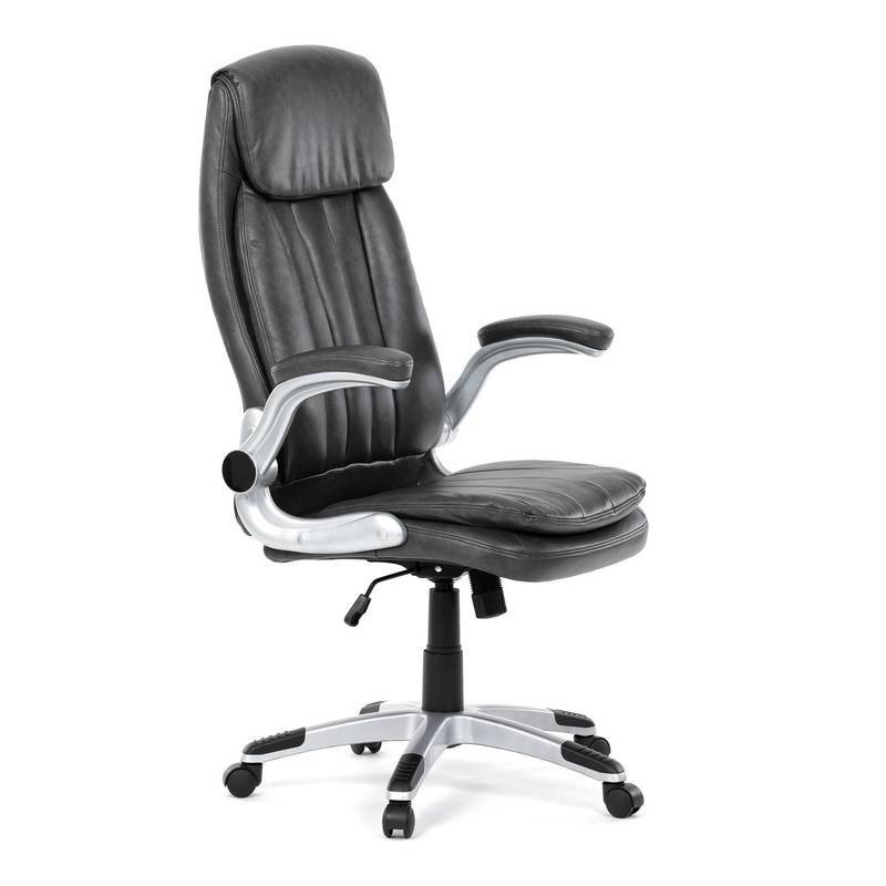 Autronic - Křeslo kancelářské, šedá ekokůže, houpací mechanismus - KA-F1218 GREY NOVINKA