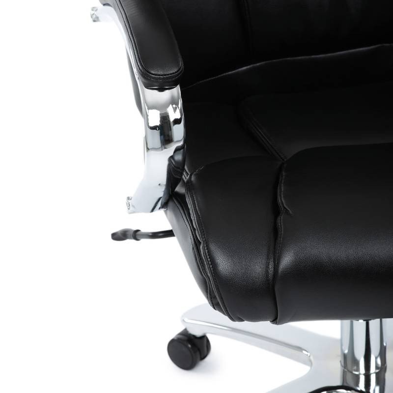 Autronic - Křeslo kancelářské, černá ekokůže, chromový kříž, houpací mechanismus, nosnost 150kg - KA-F1385 BK NOVIN