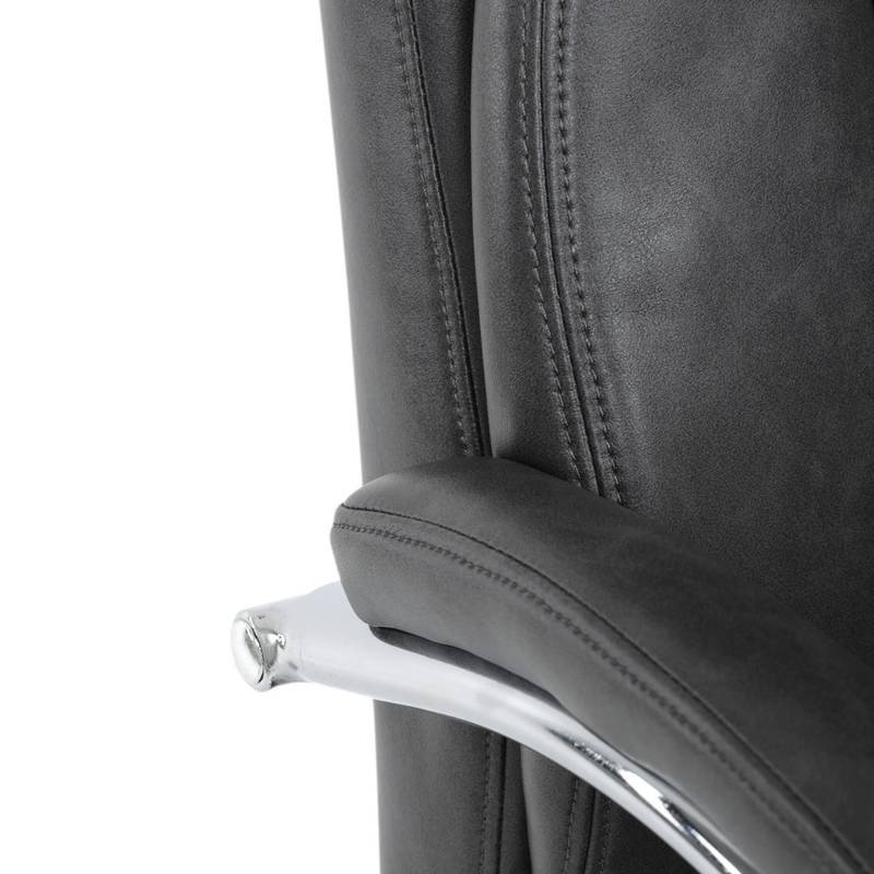 Autronic - Křeslo kancelářské, šedá ekokůže, chromový kříž, houpací mechanismus, nosnost 150kg - KA-F1385 GREY NOVI
