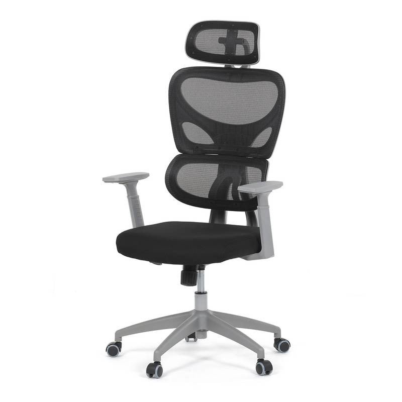 Autronic - Kancelářská židle, šedá síťovina, šedý plast, kolečka na tvrdé podlahy - KA-K2081 BK
