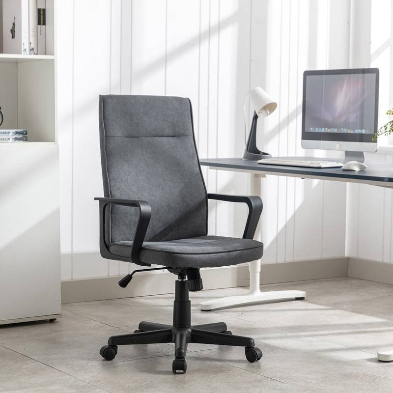 Autronic - Kancelářská židle, černý plast, šedá látka, kolečka pro tvrdé podlahy - KA-L607 GREY2