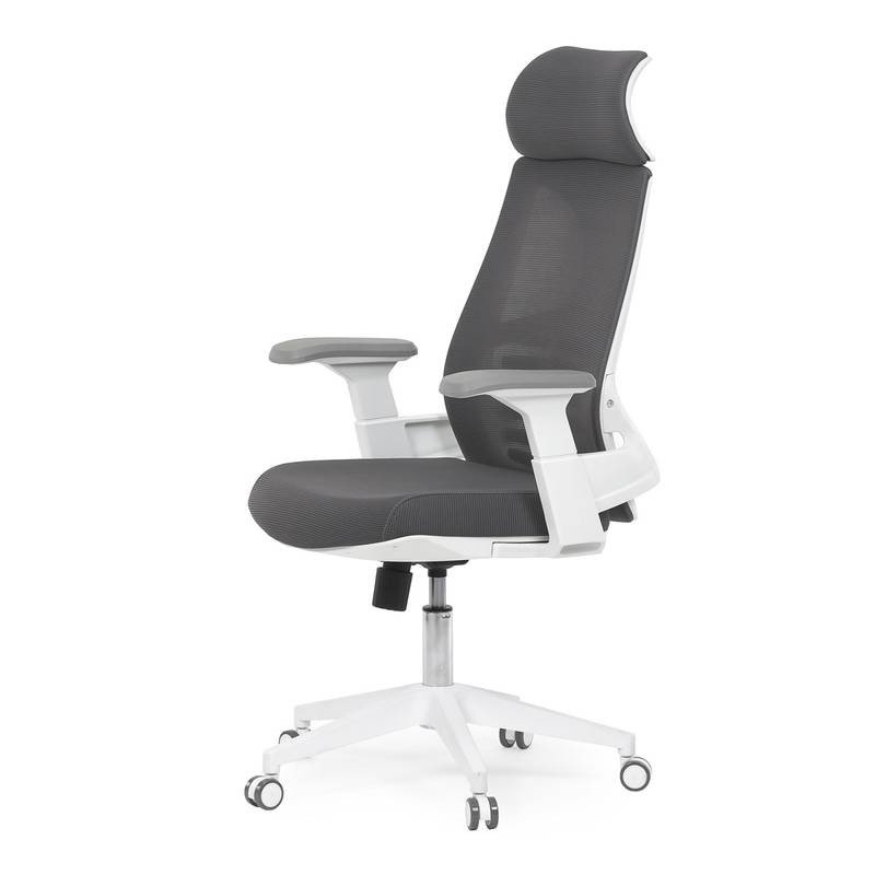 Autronic - Židle kancelářská, tmavě šedá síťovina MESH, bílý plast, plastový kříž - KA-S247 WT AKCE
