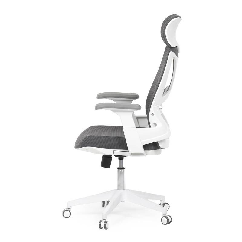 Autronic - Židle kancelářská, tmavě šedá síťovina MESH, bílý plast, plastový kříž - KA-S247 WT AKCE