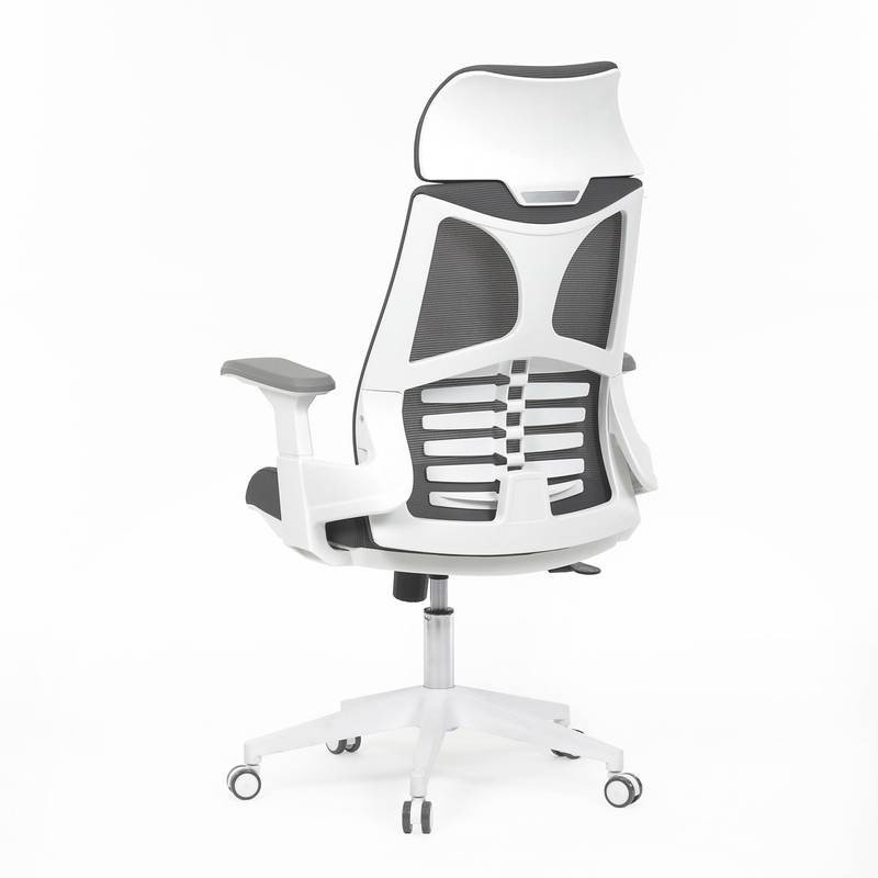 Autronic - Židle kancelářská, tmavě šedá síťovina MESH, bílý plast, plastový kříž - KA-S247 WT AKCE