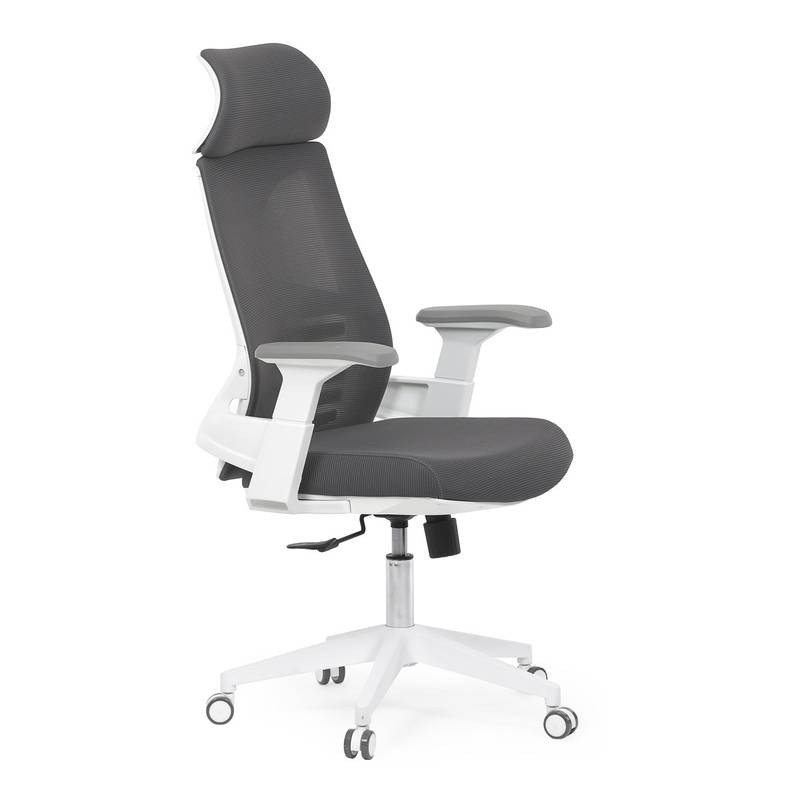 Autronic - Židle kancelářská, tmavě šedá síťovina MESH, bílý plast, plastový kříž - KA-S247 WT AKCE