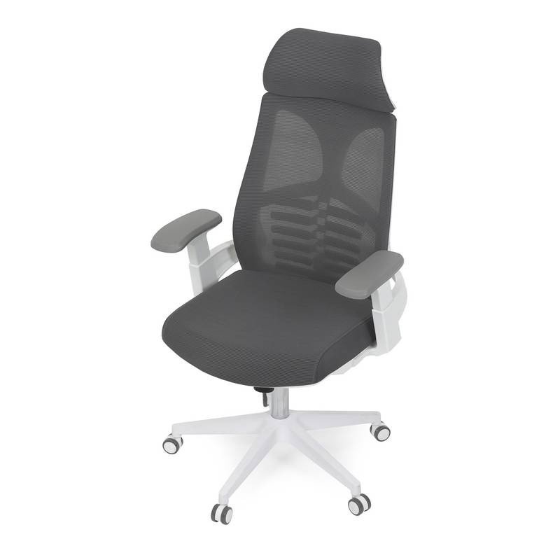 Autronic - Židle kancelářská, tmavě šedá síťovina MESH, bílý plast, plastový kříž - KA-S247 WT AKCE