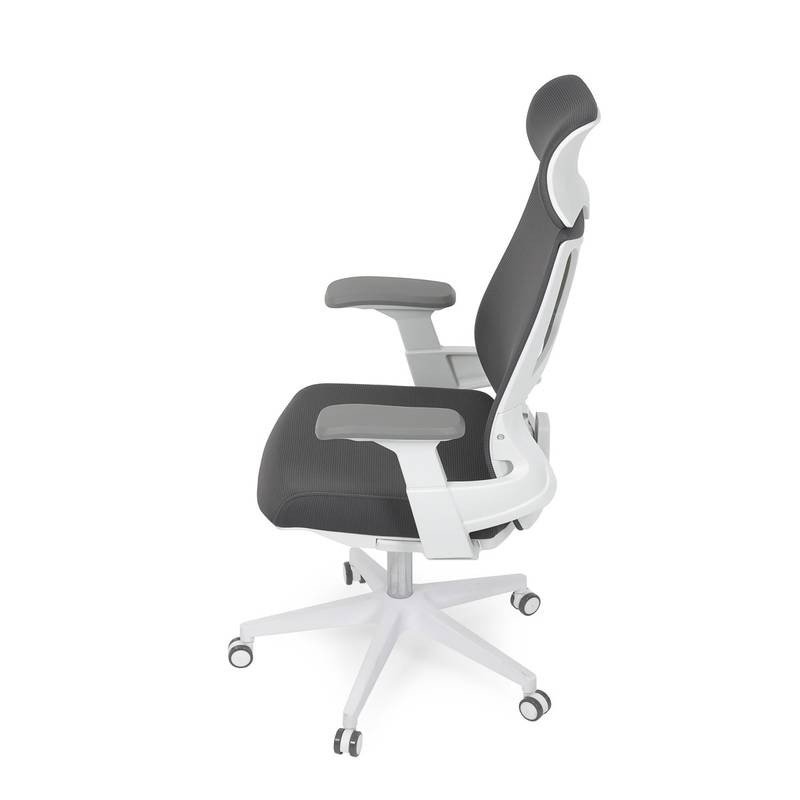 Autronic - Židle kancelářská, tmavě šedá síťovina MESH, bílý plast, plastový kříž - KA-S247 WT AKCE
