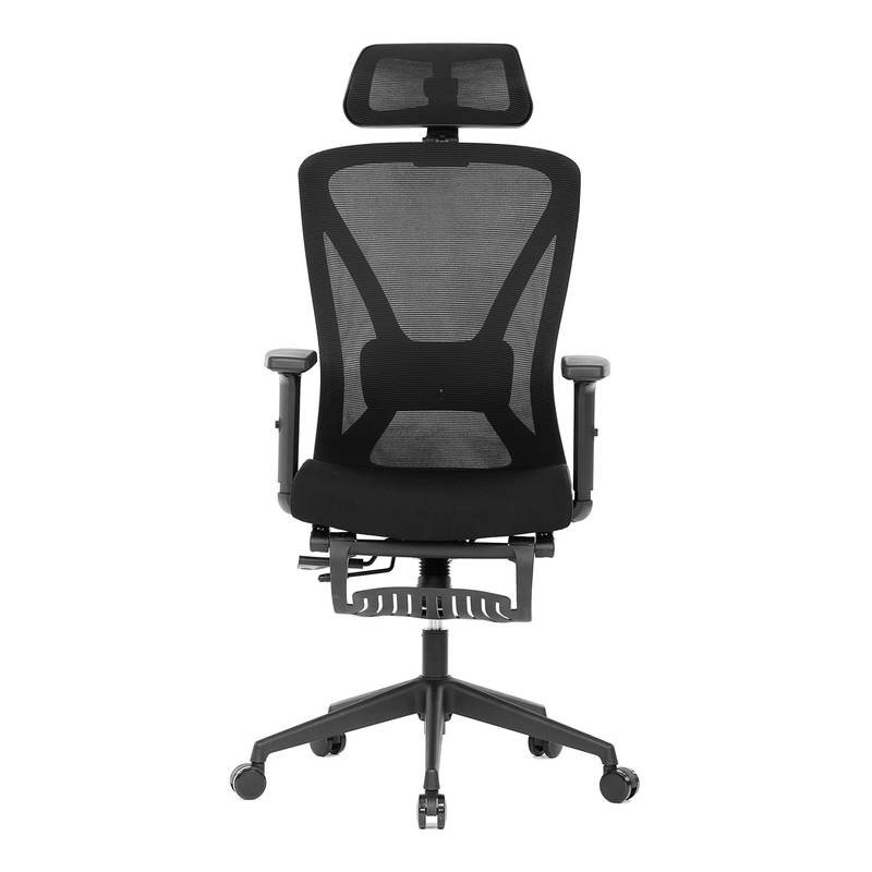 Autronic - Kancelářská židle, černá MESH, plastový kříž, opěrka nohou, posuvný sedák, 2D područky - KA-S257 BK AKC