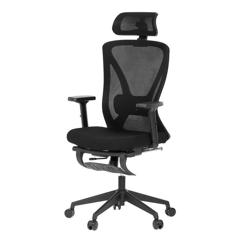 Autronic - Kancelářská židle, černá MESH, plastový kříž, opěrka nohou, posuvný sedák, 2D područky - KA-S257 BK AKC