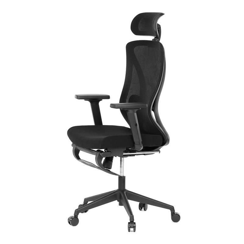 Autronic - Kancelářská židle, černá MESH, plastový kříž, opěrka nohou, posuvný sedák, 2D područky - KA-S257 BK AKC