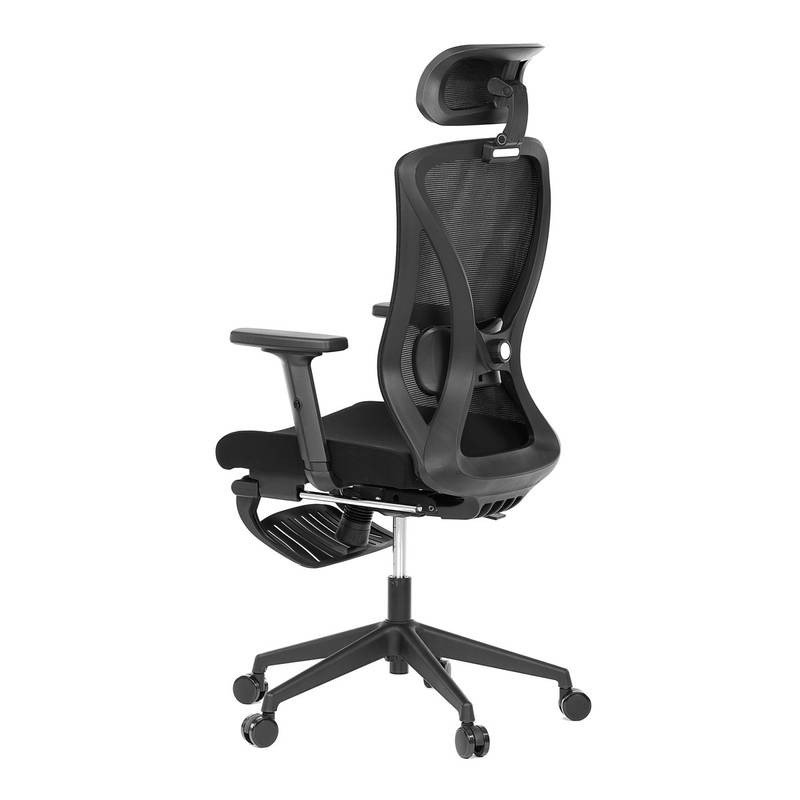 Autronic - Kancelářská židle, černá MESH, plastový kříž, opěrka nohou, posuvný sedák, 2D područky - KA-S257 BK AKC