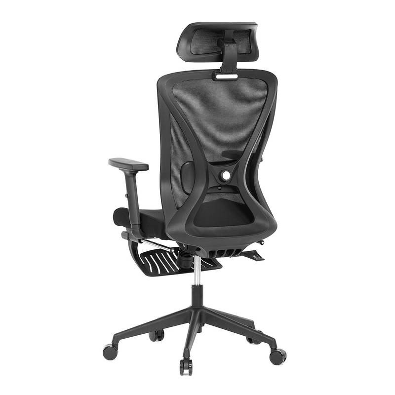 Autronic - Kancelářská židle, černá MESH, plastový kříž, opěrka nohou, posuvný sedák, 2D područky - KA-S257 BK AKC