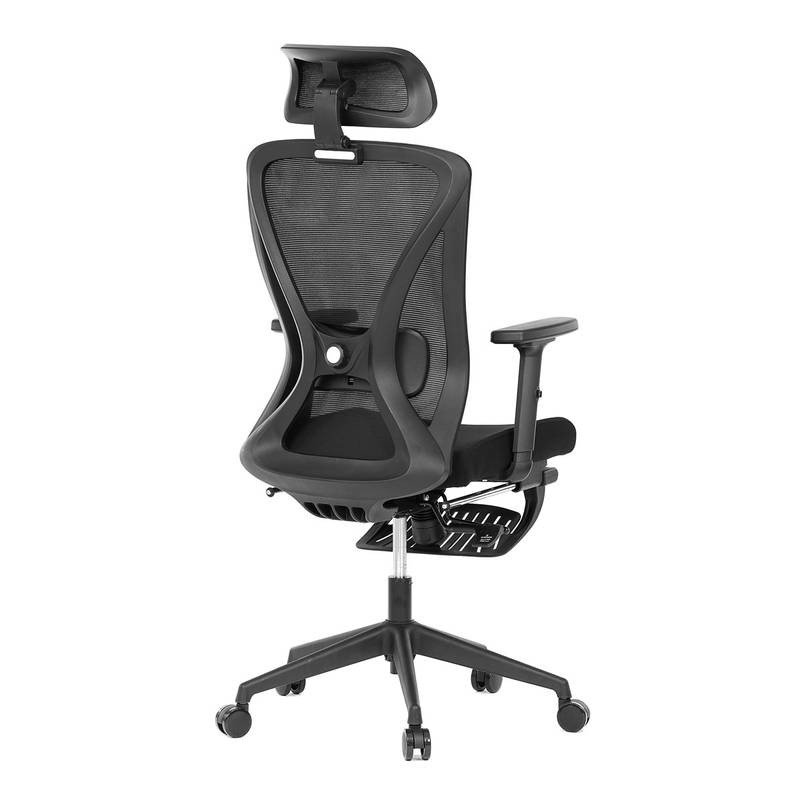 Autronic - Kancelářská židle, černá MESH, plastový kříž, opěrka nohou, posuvný sedák, 2D područky - KA-S257 BK AKC