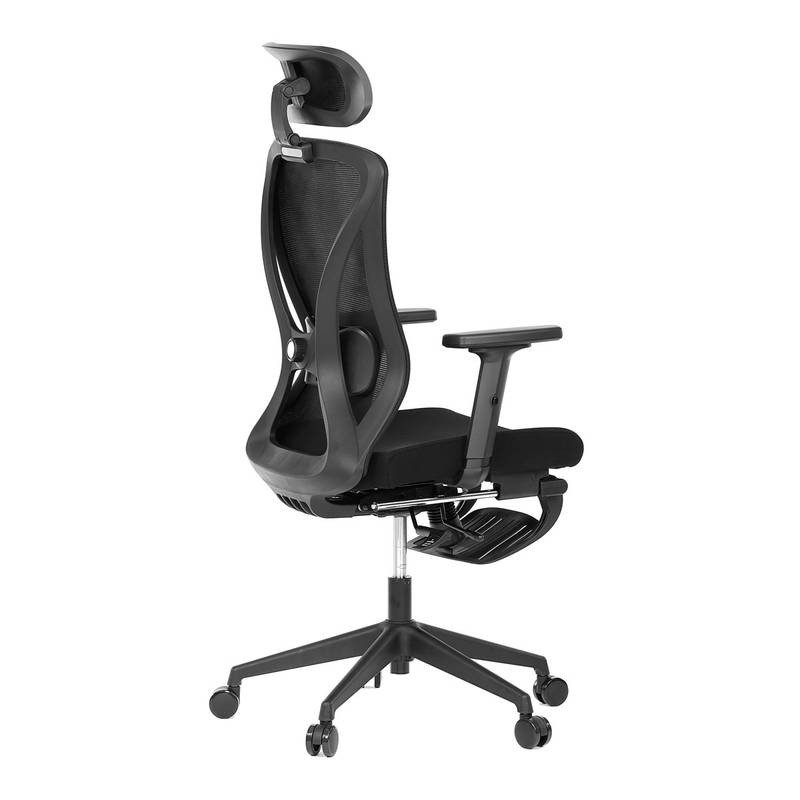 Autronic - Kancelářská židle, černá MESH, plastový kříž, opěrka nohou, posuvný sedák, 2D područky - KA-S257 BK AKC