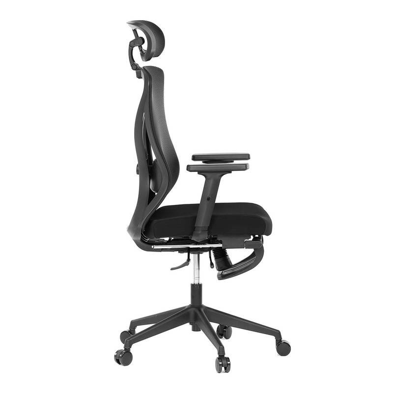 Autronic - Kancelářská židle, černá MESH, plastový kříž, opěrka nohou, posuvný sedák, 2D područky - KA-S257 BK AKC