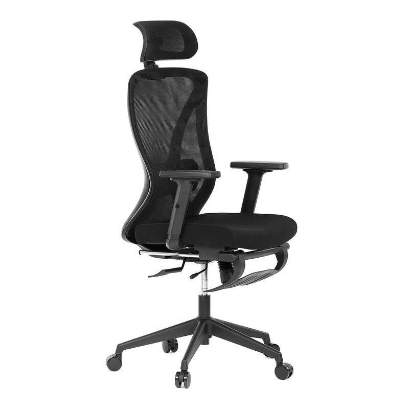 Autronic - Kancelářská židle, černá MESH, plastový kříž, opěrka nohou, posuvný sedák, 2D područky - KA-S257 BK AKC