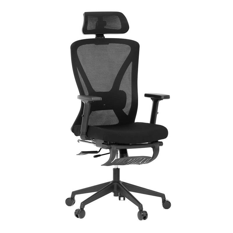 Autronic - Kancelářská židle, černá MESH, plastový kříž, opěrka nohou, posuvný sedák, 2D područky - KA-S257 BK AKC