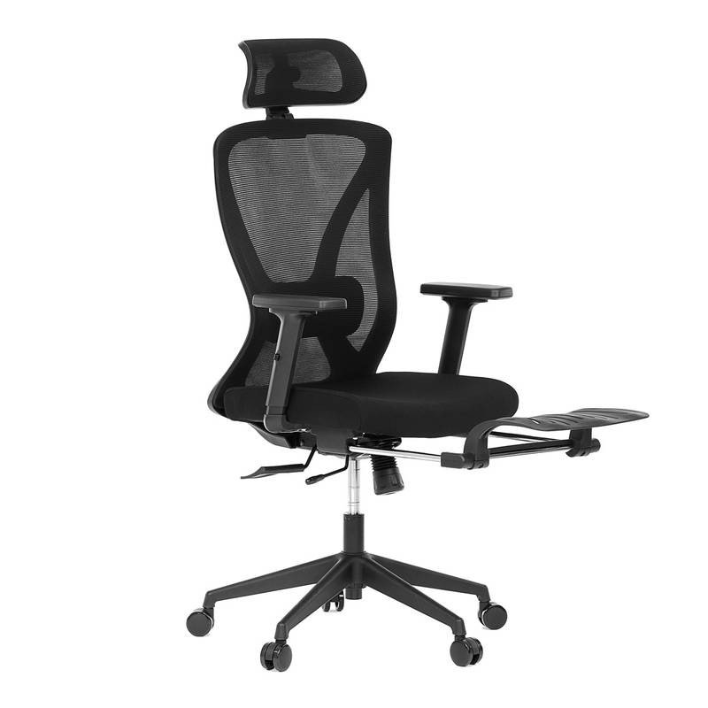 Autronic - Kancelářská židle, černá MESH, plastový kříž, opěrka nohou, posuvný sedák, 2D područky - KA-S257 BK AKC