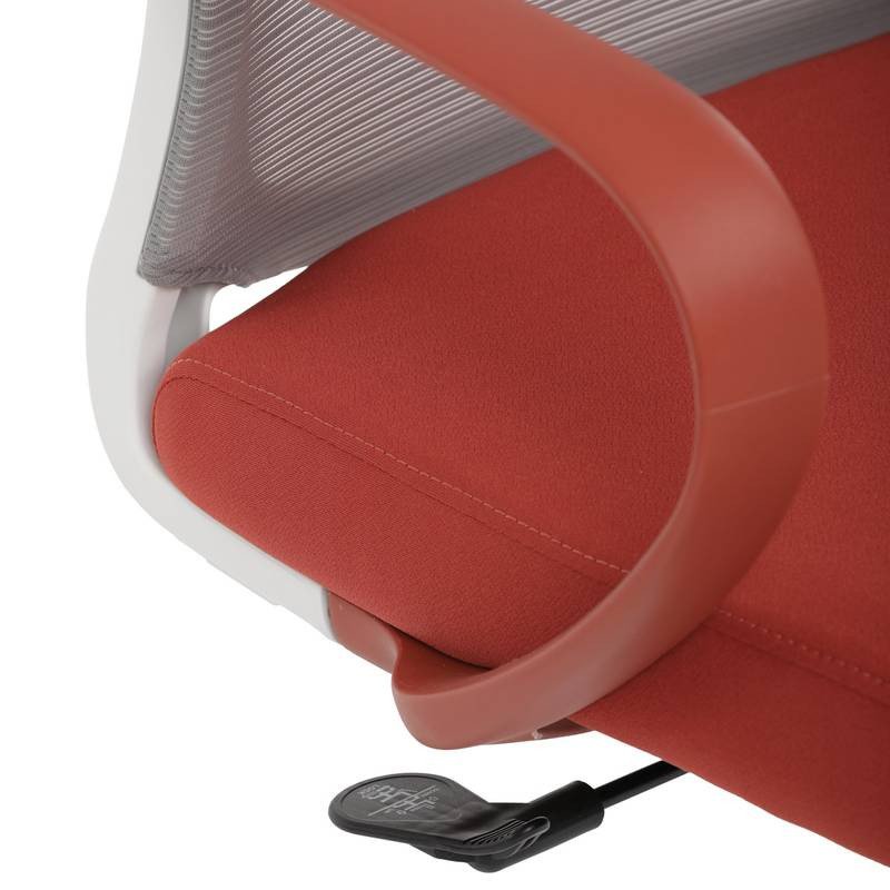 Autronic - Židle kancelářská, bílý plast, šedý MESH a červená látka, plastový kříž, houpací mechanismus. - KA-S4