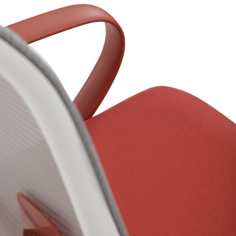 Autronic - Židle kancelářská, bílý plast, šedý MESH a červená látka, plastový kříž, houpací mechanismus. - KA-S4