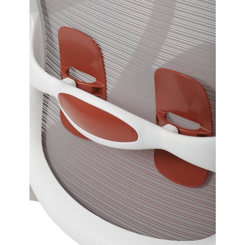 Autronic - Židle kancelářská, bílý plast, šedý MESH a červená látka, plastový kříž, houpací mechanismus. - KA-S4
