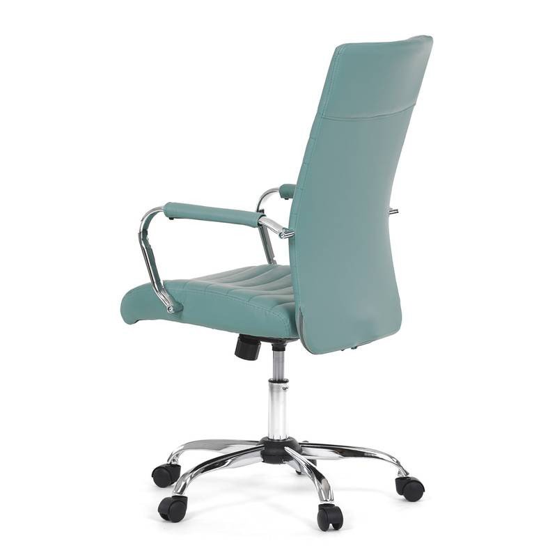 Autronic - Kancelářská židle, modrá ekokůže, houpací mech, kolečka pro tvrdé podlahy, chromový kříž - KA-V307 BLUE