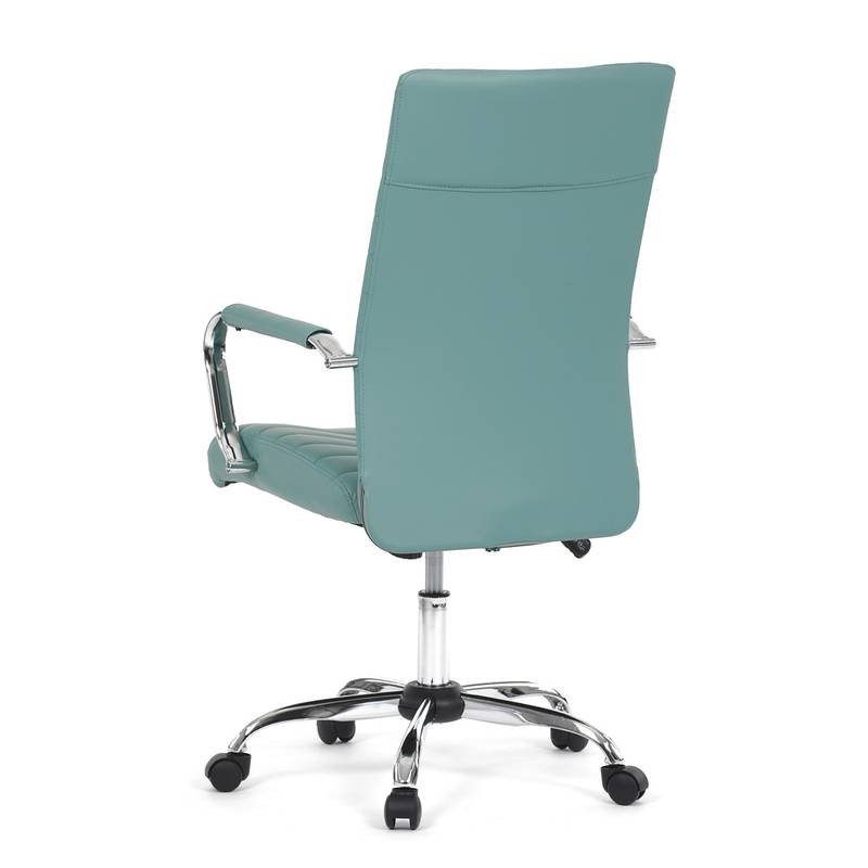Autronic - Kancelářská židle, modrá ekokůže, houpací mech, kolečka pro tvrdé podlahy, chromový kříž - KA-V307 BLUE