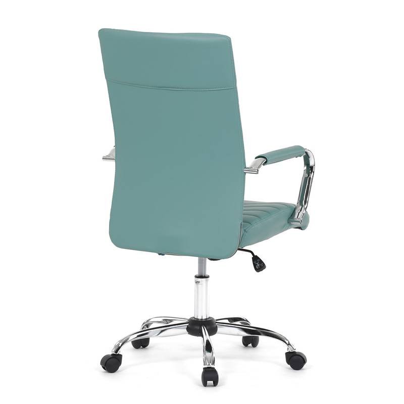 Autronic - Kancelářská židle, modrá ekokůže, houpací mech, kolečka pro tvrdé podlahy, chromový kříž - KA-V307 BLUE