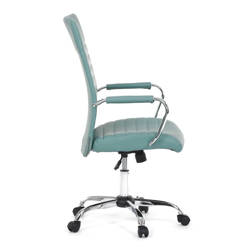 Autronic - Kancelářská židle, modrá ekokůže, houpací mech, kolečka pro tvrdé podlahy, chromový kříž - KA-V307 BLUE
