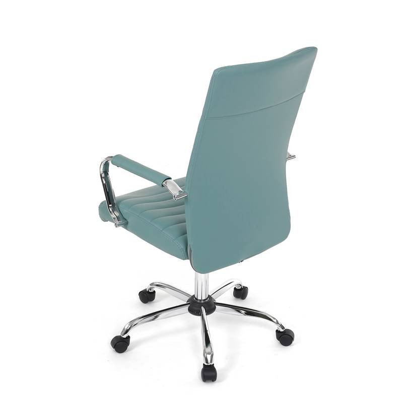 Autronic - Kancelářská židle, modrá ekokůže, houpací mech, kolečka pro tvrdé podlahy, chromový kříž - KA-V307 BLUE