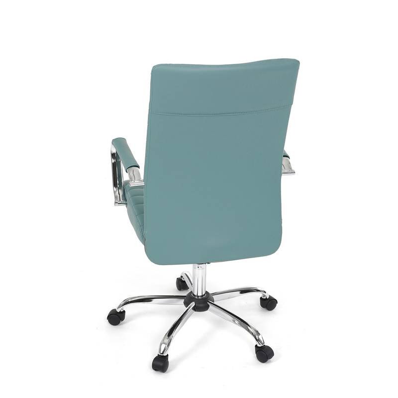Autronic - Kancelářská židle, modrá ekokůže, houpací mech, kolečka pro tvrdé podlahy, chromový kříž - KA-V307 BLUE