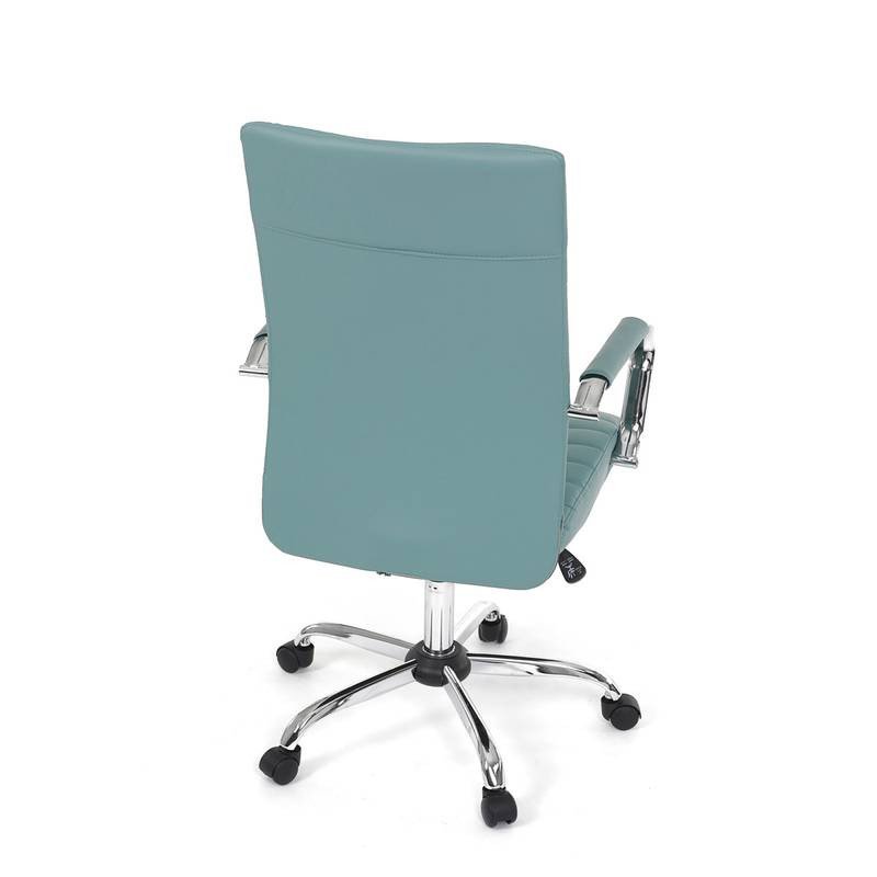 Autronic - Kancelářská židle, modrá ekokůže, houpací mech, kolečka pro tvrdé podlahy, chromový kříž - KA-V307 BLUE