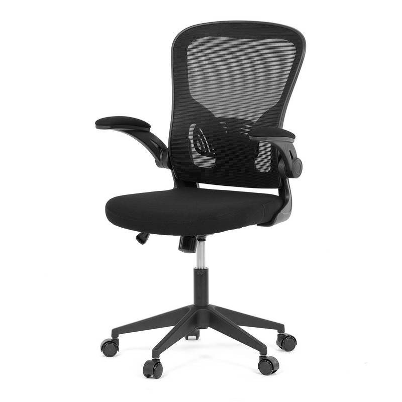 Autronic - Kancelářská židle, černý plast, černá látka, sklápěcí područky, kolečka pro tvrdé podlahy - KA-V317 BK