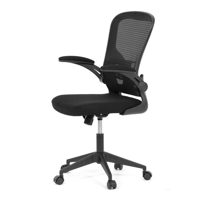 Autronic - Kancelářská židle, černý plast, černá látka, sklápěcí područky, kolečka pro tvrdé podlahy - KA-V317 BK