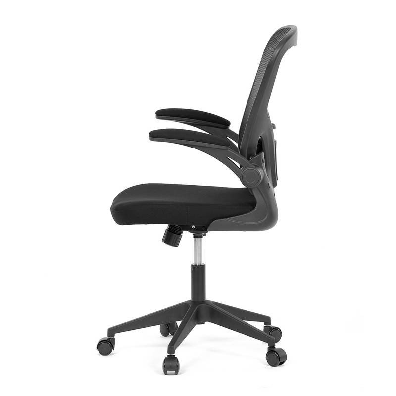 Autronic - Kancelářská židle, černý plast, černá látka, sklápěcí područky, kolečka pro tvrdé podlahy - KA-V317 BK