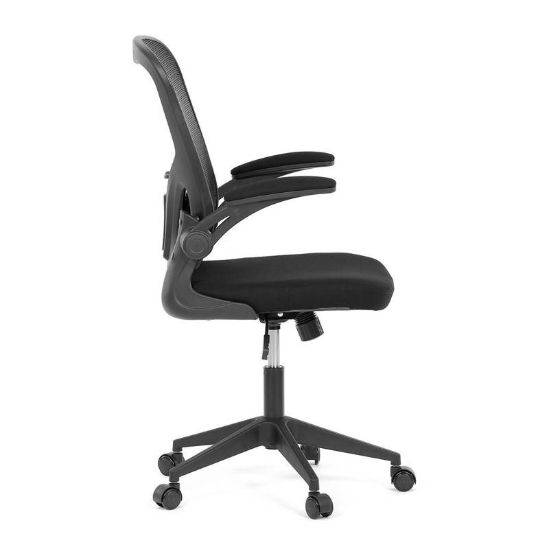 Autronic - Kancelářská židle, černý plast, černá látka, sklápěcí područky, kolečka pro tvrdé podlahy - KA-V317 BK