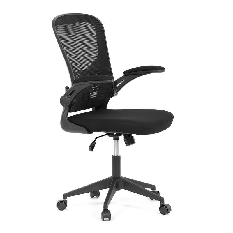 Autronic - Kancelářská židle, černý plast, černá látka, sklápěcí područky, kolečka pro tvrdé podlahy - KA-V317 BK