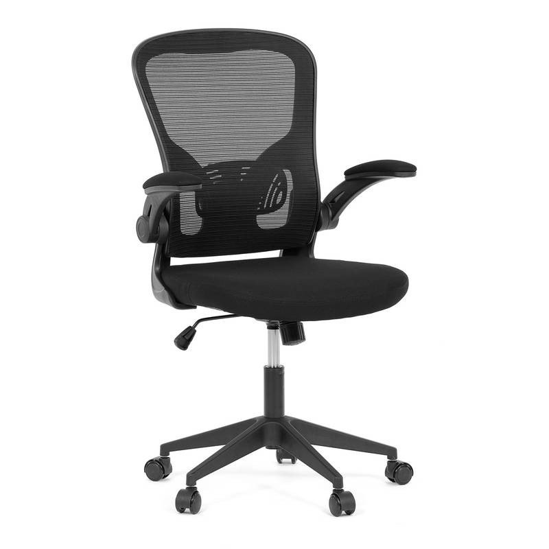Autronic - Kancelářská židle, černý plast, černá látka, sklápěcí područky, kolečka pro tvrdé podlahy - KA-V317 BK