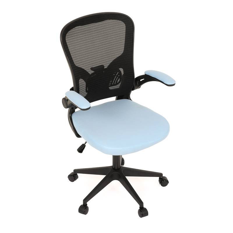 Autronic - Kancelářská židle, černý plast, modrá látka, sklápěcí područky, kolečka pro tvrdé podlahy - KA-V317 BLU