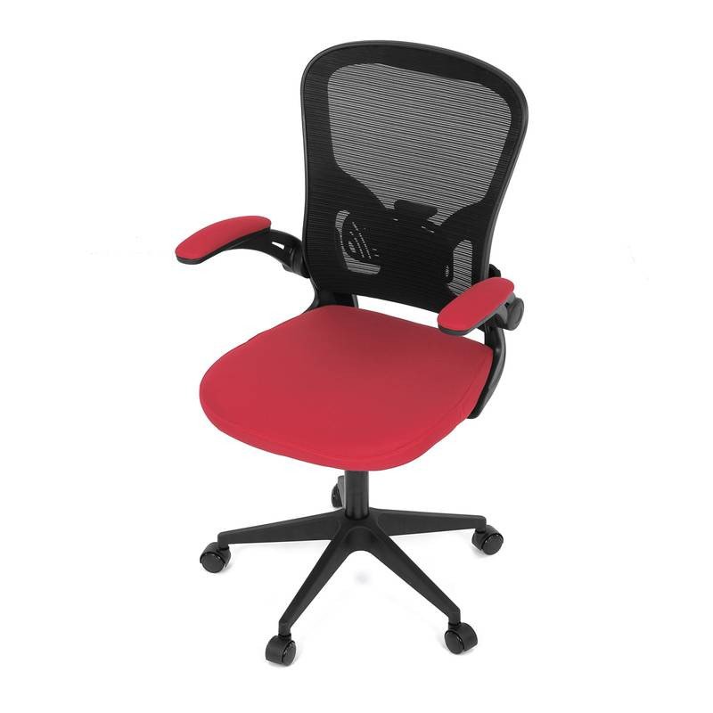 Autronic - Kancelářská židle, černý plast, červená látka, sklápěcí područky, kolečka pro tvrdé podlahy - KA-V317 