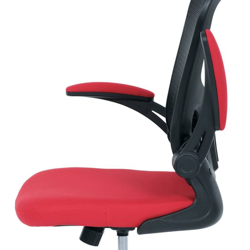 Autronic - Kancelářská židle, černý plast, červená látka, sklápěcí područky, kolečka pro tvrdé podlahy - KA-V317 