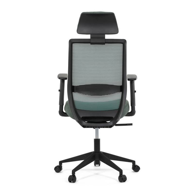 Autronic - Židle kancelářská, zelená MESH síťovina, zelená látka, plastový kříž, synchronní mechanismus, kolečka 