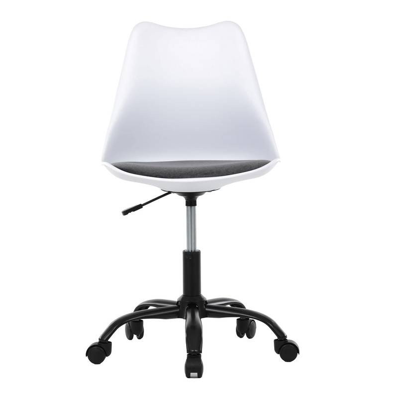 Autronic - Židle kancelářská, bílá plastová skořepina, sedák šedá látka, kovový kříž - KA-X7055 GREY AKCE NOVINK