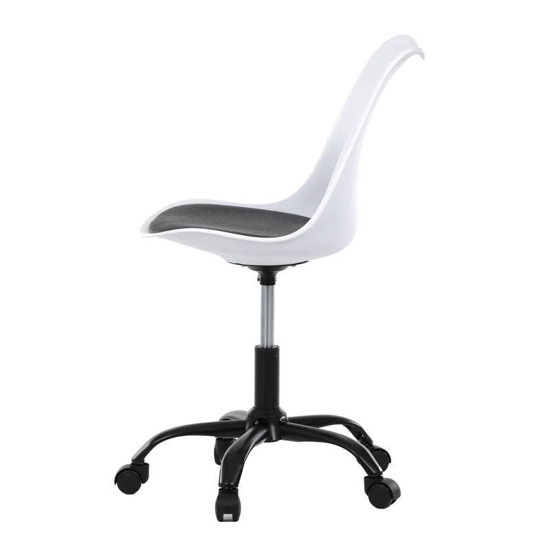 Autronic - Židle kancelářská, bílá plastová skořepina, sedák šedá látka, kovový kříž - KA-X7055 GREY AKCE NOVINK
