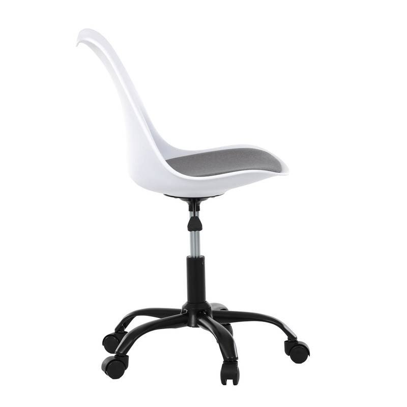 Autronic - Židle kancelářská, bílá plastová skořepina, sedák šedá látka, kovový kříž - KA-X7055 GREY AKCE NOVINK