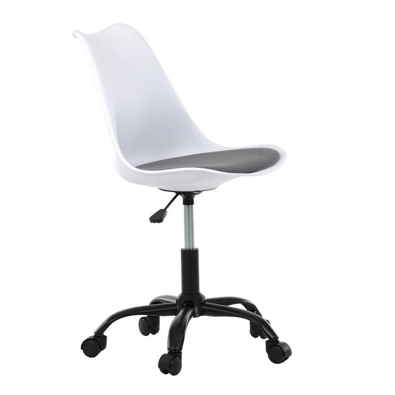 Autronic - Židle kancelářská, bílá plastová skořepina, sedák šedá látka, kovový kříž - KA-X7055 GREY AKCE NOVINK