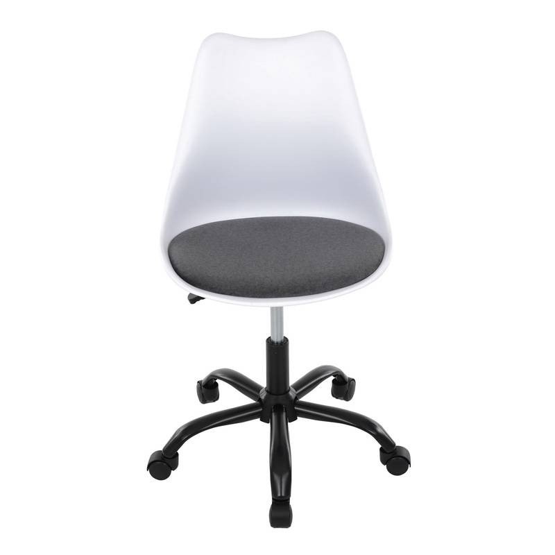 Autronic - Židle kancelářská, bílá plastová skořepina, sedák šedá látka, kovový kříž - KA-X7055 GREY AKCE NOVINK