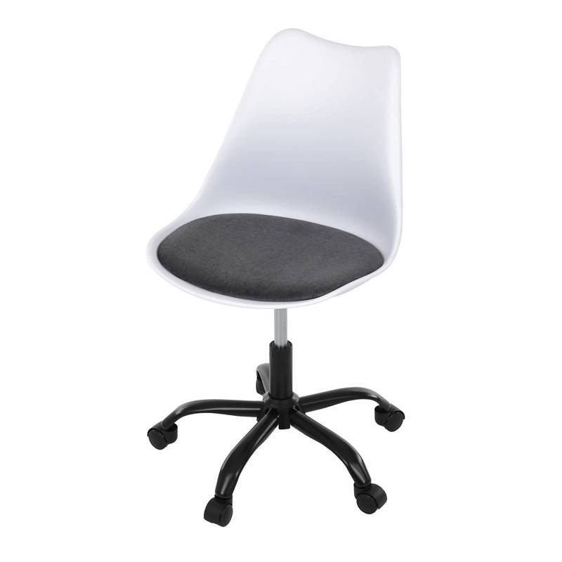 Autronic - Židle kancelářská, bílá plastová skořepina, sedák šedá látka, kovový kříž - KA-X7055 GREY AKCE NOVINK
