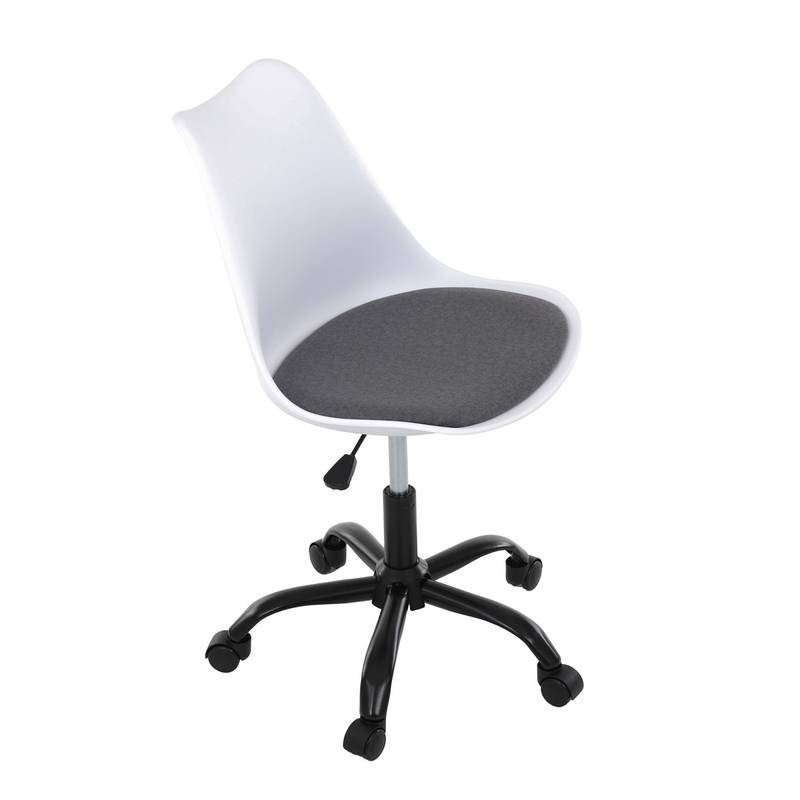 Autronic - Židle kancelářská, bílá plastová skořepina, sedák šedá látka, kovový kříž - KA-X7055 GREY AKCE NOVINK